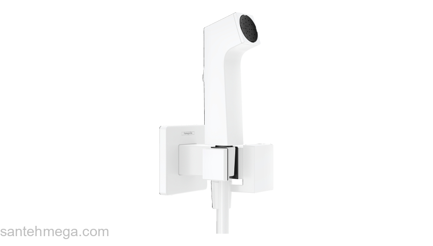 Гигиенический душ Hansgrohe E 1 jet EcoSmart+ со смесителем, белый матовый 29233700. Фото