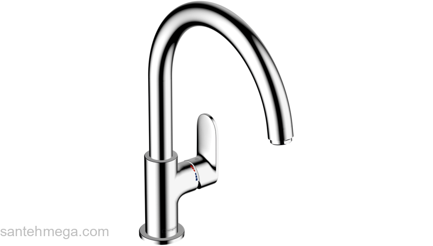 Кухонный смеситель 260 однорычажный с поворотным изливом Hansgrohe Vernis Blend M35 71870000 хром. Фото