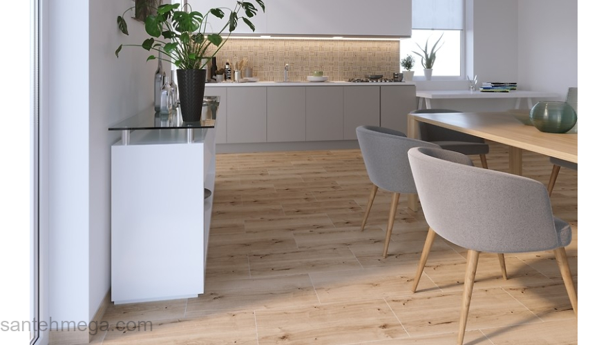 CERSANIT 16350 Керамический гранит Woodhouse 297х598 светло-серый рельеф. Фото