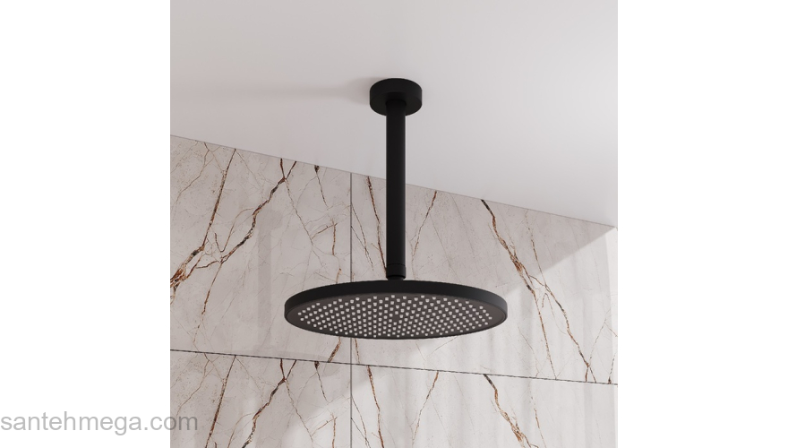 Кронштейн для верхнего душа в потолок круглый черный матовый Optima Home IDDIS OPH20BRi61. Фото