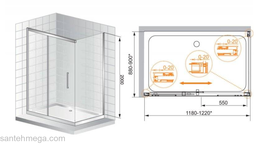 Душевой угол CEZARES Premier-Soft PREMIER-SOFT-W-AH-1-120/90-C-Cr-IV. Фото