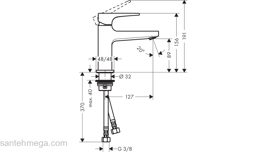 32500340 HANSGROHE  Metropol смеситель для раковины 100 шлиф.черный хром 32500340 HANSGROHE  Metropol смеситель для раковины 100 шлиф.черный хром. Фото