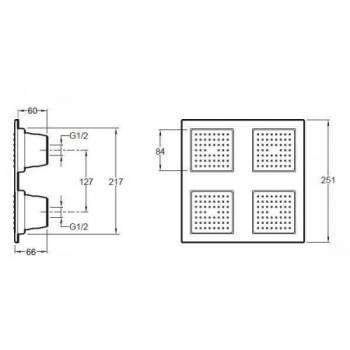 Верхний душ JACOB DELAFON WaterTile E8030-CP. Фото