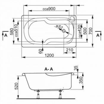Ванна акриловая VAGNERPLAST Nike 120 VPBA125NIK2E-01. Фото