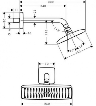 Верхний душ Hansgrohe Raindance E 240 AIR 1jet 27370000. Фото