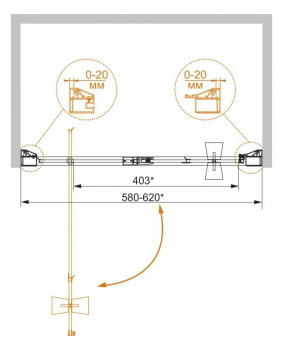 Душевая дверь CEZARES Rosa ROSA-BA-1-60-RO-Bi. Фото