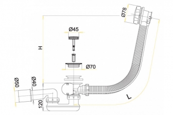 Слив-перелив ALCAPLAST A55K-120-RU-01 (120 см). Фото