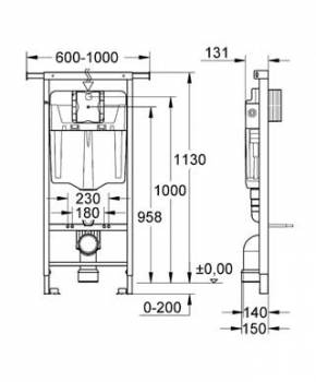 Инсталляция для подвесного унитаза GROHE Rapid SL 38588001. Фото