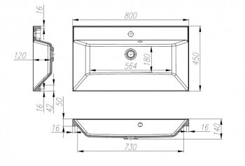 Раковина мебельная BELBAGNO 80х45 BB800/450-LV-MR-AST. Фото