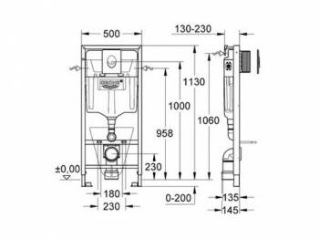 Инсталляция для подвесного унитаза GROHE Rapid SL 38722001. Фото