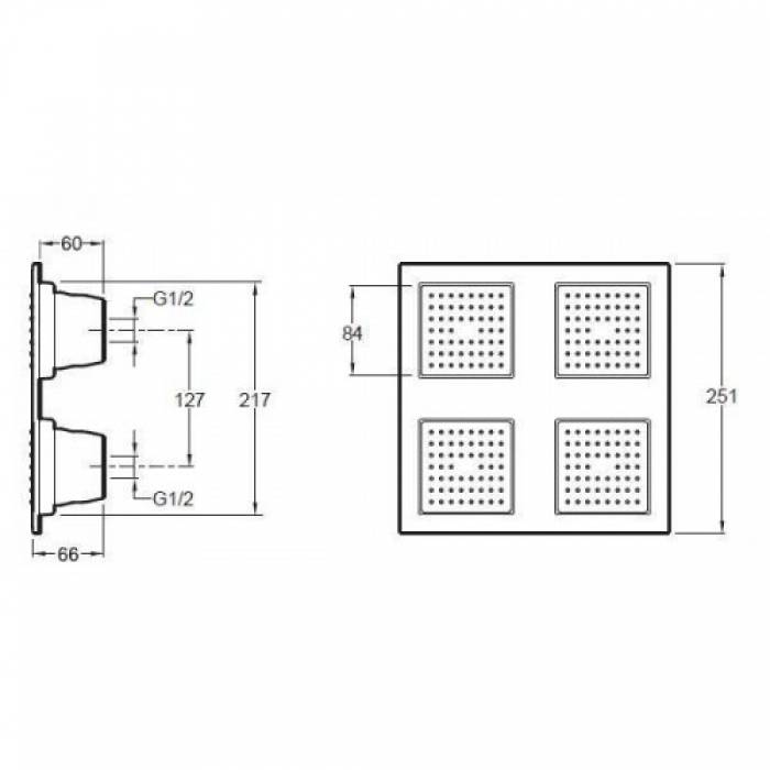 Верхний душ JACOB DELAFON WaterTile E8030-CP. Фото