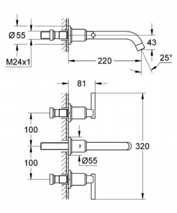 Смеситель для раковины GROHE Atrio Jota 20386000 (внешняя часть). Фото