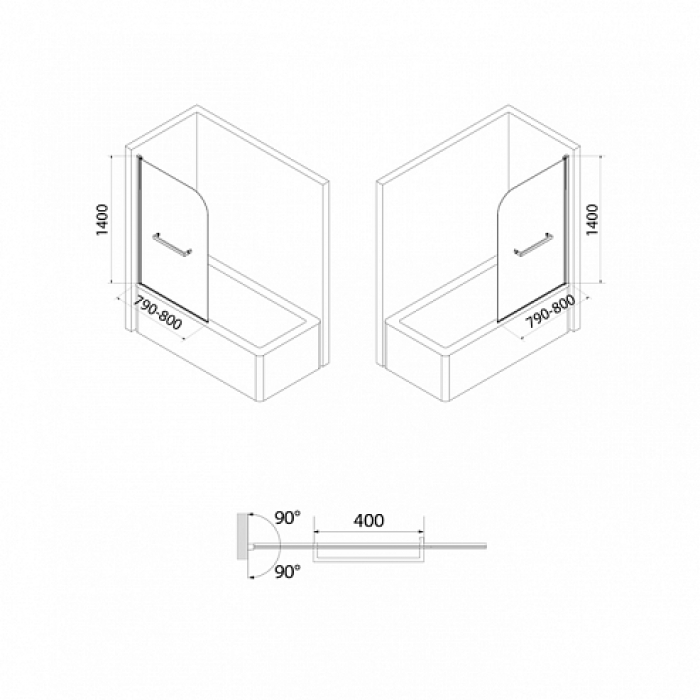 Шторка на ванну IDDIS Ray 80х140 RAY6CS8i90. Фото