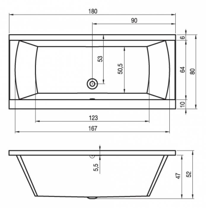 Ванна акриловая RIHO Julia 180х80 BA72005. Фото