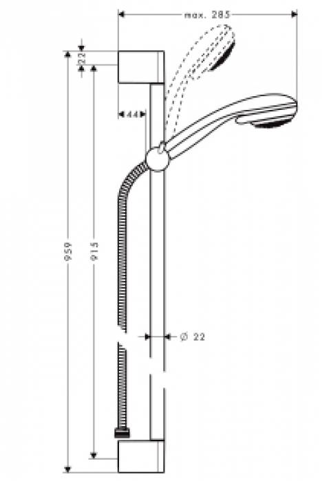 Душевой гарнитур HANSGROHE Crometta 85 Vario/Unica Crometta 27762000. Фото