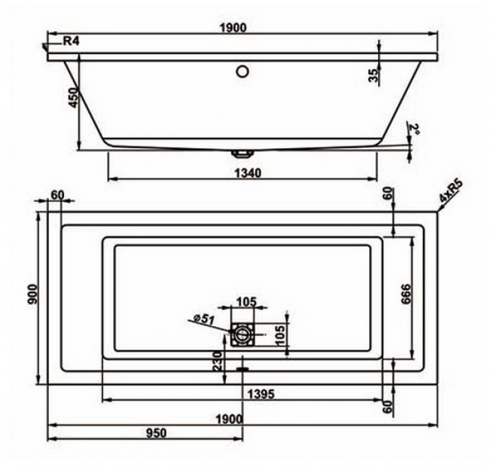 Ванна акриловая VAGNERPLAST Cavallo 190 VPBA190CAV2X-01. Фото