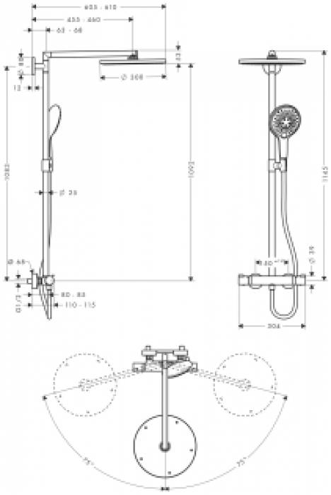 Душевая система HANSGROHE Raindance Select Showerpipe 300 27114000. Фото