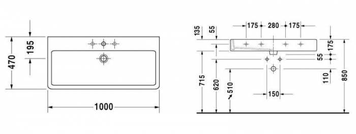 Раковина для мебели DURAVIT VERO 100х47 0454100000. Фото