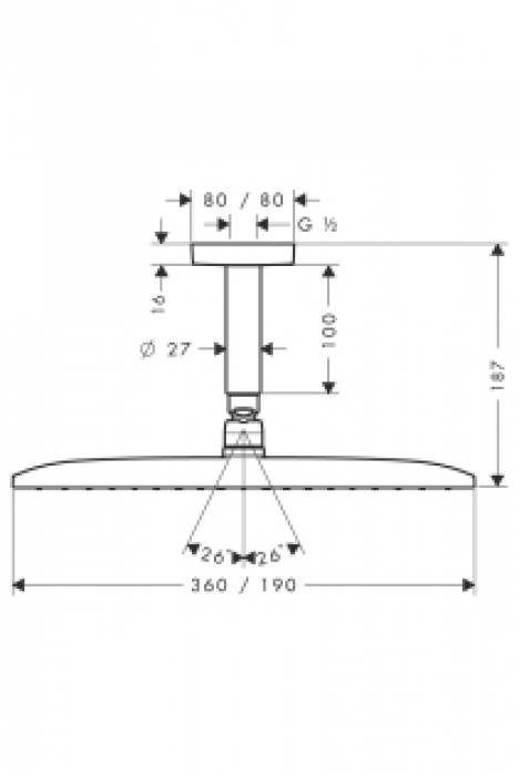 Верхний душ HANSGROHE Raindance Е Air 1jet 360 27381000. Фото