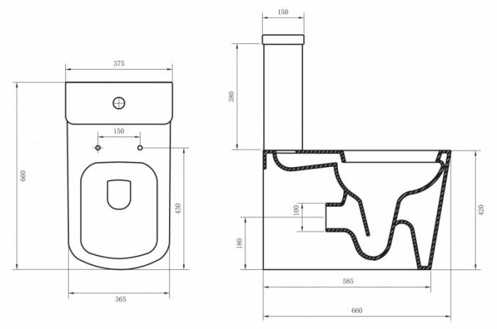 Чаша унитаза BELBAGNO Albano P-trap BB120CP. Фото