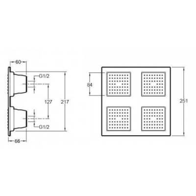 Верхний душ JACOB DELAFON WaterTile E8030-CP. Фото