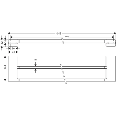 Двойной держатель полотенец AddStoris Hansgrohe 41743340, шлифованный черный хром для ванной комнаты. Фото