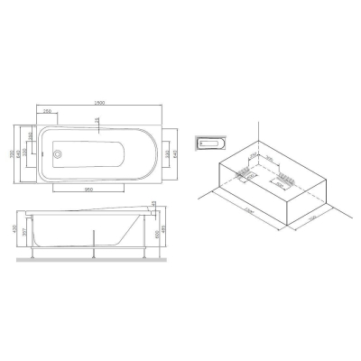 Каркас для ванны 150х70 см AM.PM Like W80A-150-070W-R. Фото