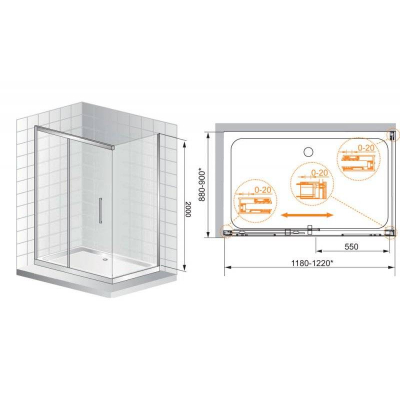 Душевой угол CEZARES Premier-Soft PREMIER-SOFT-W-AH-1-120/90-C-Cr-IV. Фото