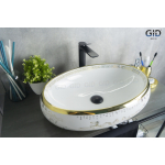 Раковина накладная GID Nc472 59х41 52222 Белый / Золото Раковина накладная GID Nc472 59х41 52222 Белый / Золото. Фото